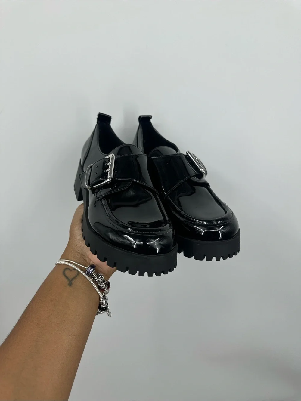 Marc Fisher Black Buckle Loafers Women's Size 6 Goth Grunge Whimsical